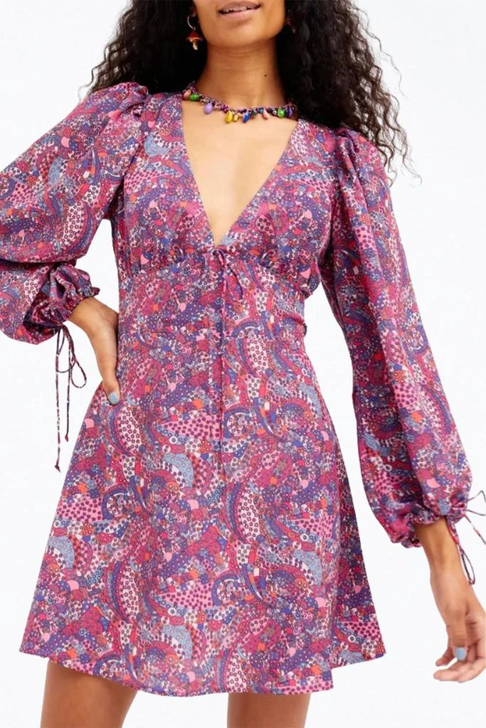 商品For Love & Lemons|Tonya Open-Back Long Sleeve Mini Dress In Purple,价格¥953,第1张图片