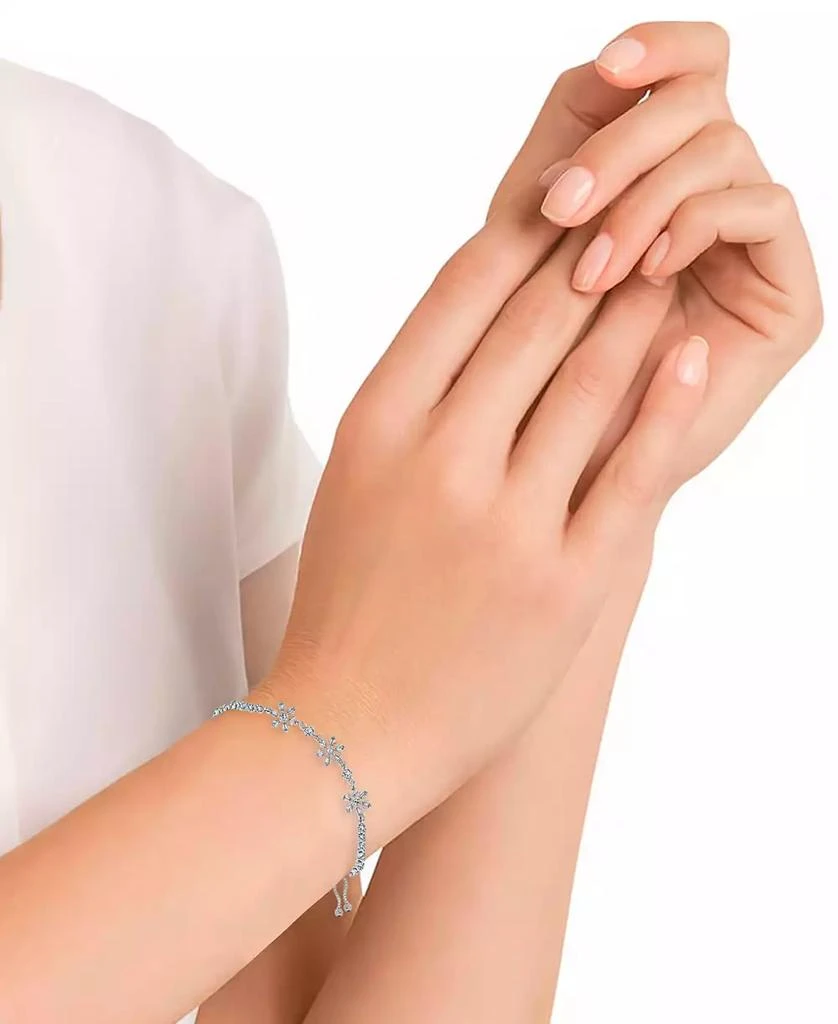 商品Macy's|Lab-Grown White Sapphire Snowflake Bolo Bracelet (1/2 ct. t.w.) in Sterling Silver,价格¥225,第2张图片详细描述