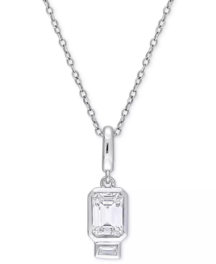 商品Macy's|Lab-Grown White Sapphire Two Stone 18" Pendant Necklace (1-3/4 ct. t.w.) in Sterling Silver,价格¥540,第1张图片