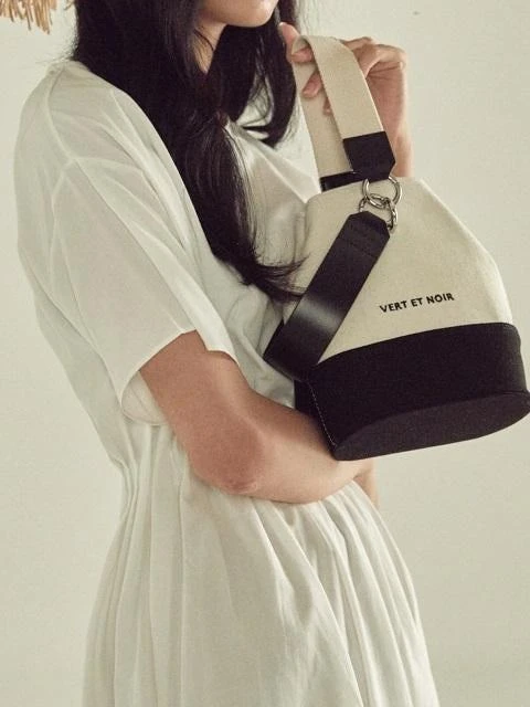 商品VERT ET NOIR|Noue Bucket Bag Cotton _Black,价格¥1127,第1张图片