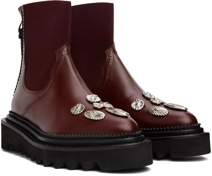 商品Toga Pulla|Burgundy Side Gore Metal Boots,价格¥1917,第4张图片详细描述