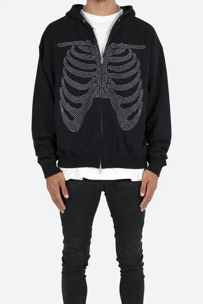 商品MNML|Rhinestone Skeleton Zip Up Hoodie - Black,价格¥137,第1张图片