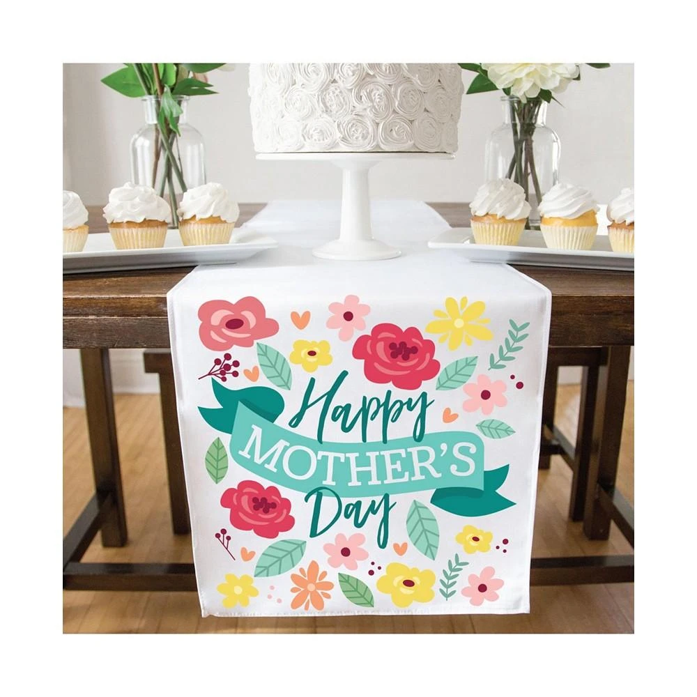 商品Big Dot of Happiness|Colorful Floral Happy Mother's Day Party Table Decor Cloth Table Runner 13x70 in,价格¥201,第3张图片详细描述