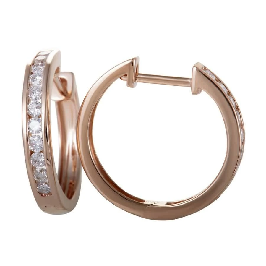 商品LB Exclusive|.50ct Small 14K Rose Gold Diamond Hoop Earrings,价格¥4790,第3张图片详细描述