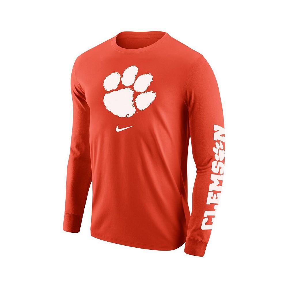 Men's Orange Clemson Tigers Team Lockup 2-Hit Long Sleeve T-shirt商品第3张图片规格展示