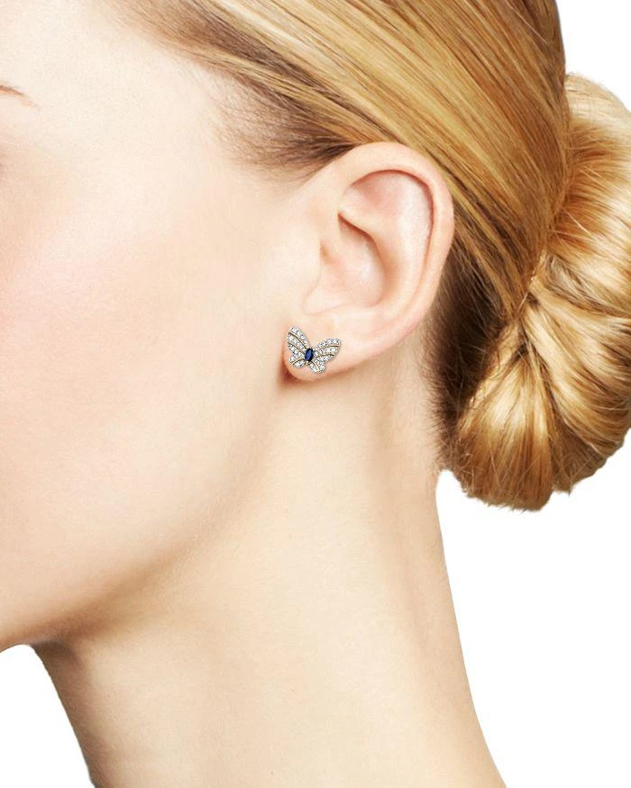 商品Bloomingdale's|Diamond and Blue Sapphire Butterfly Stud Earrings in 14K Yellow Gold,价格¥8783,第2张图片详细描述