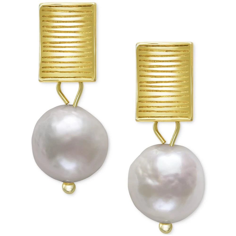 商品Belle de Mer|Cultured Freshwater Baroque Pearl (9-10mm) Drop Earrings in 14k Gold-Plated Sterling Silver,价格¥1302,第3张图片详细描述