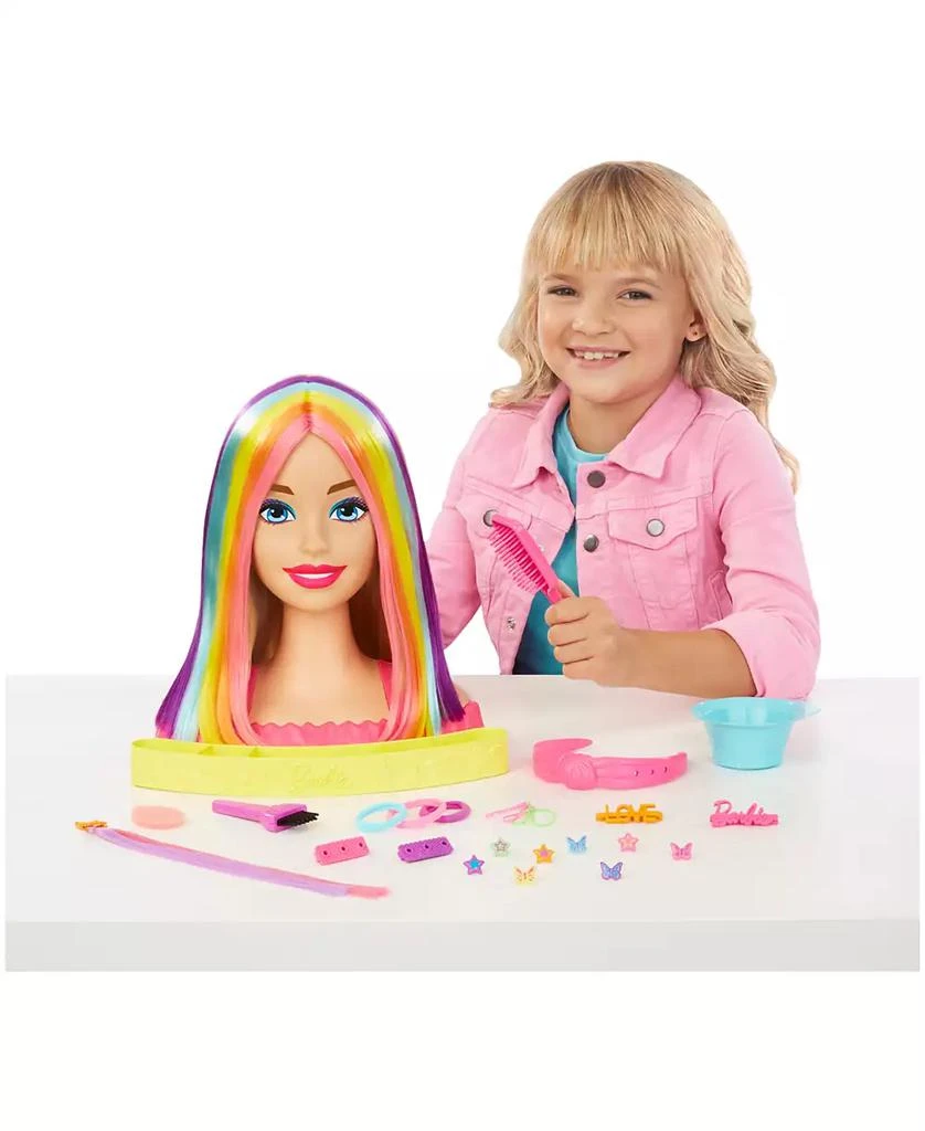 商品Barbie|Deluxe Styling Head, Barbie Totally Hair, Blonde Rainbow Hair,价格¥201,第2张图片详细描述