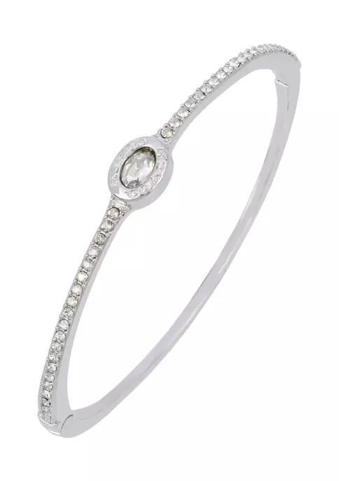 Signature Logo Swarovski® crystals Delicate Hinged Bangle Bracelet商品第2张图片规格展示