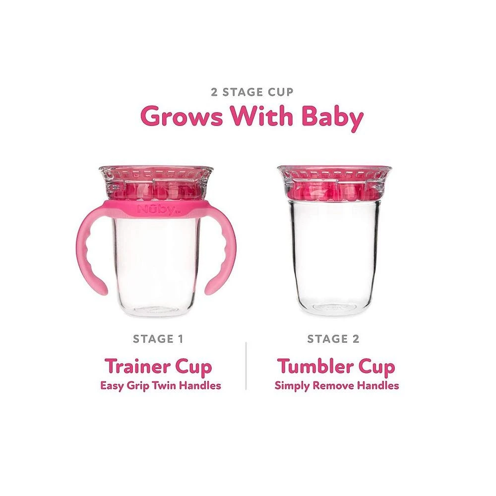 商品Nuby|No-Spill Edge 360 2 Stage Drinking Cup with Removable Handles, Red,价格¥122,第2张图片详细描述