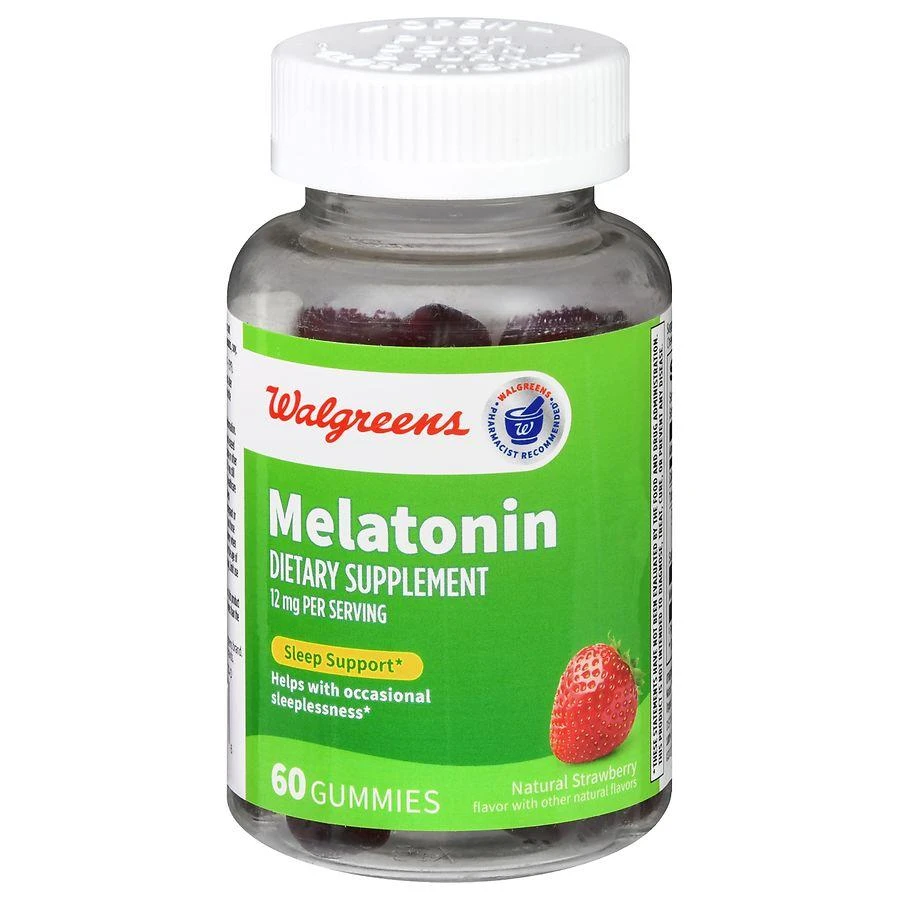 商品Walgreens|Melatonin 12 mg Gummies (30 days) Natural Strawberry,价格¥112,第1张图片