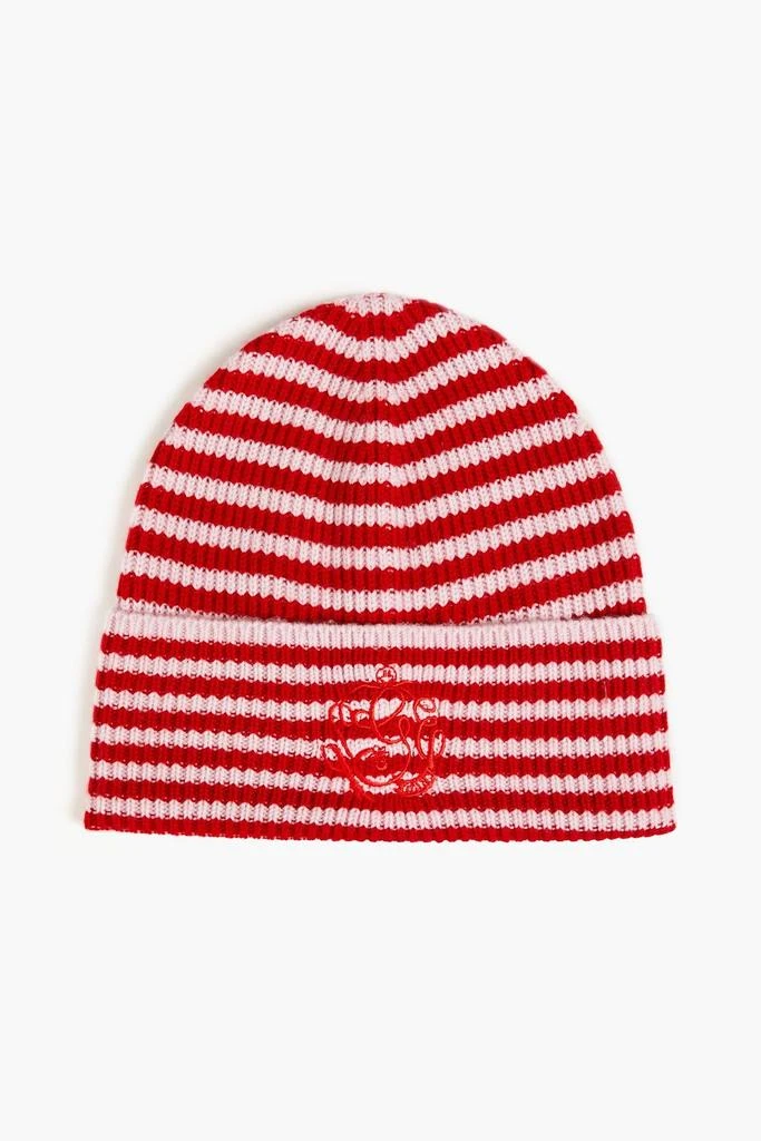 商品Ganni|Striped ribbed wool and cashmere-blend beanie,价格¥369,第1张图片