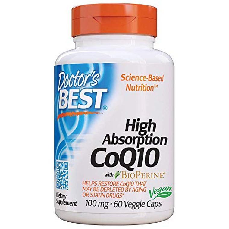 商品Doctors Best Vitamins|Doctors Best High Absorption CoQ10 100 mg with Bioperine Vegetable Capsules, 60 Ea,价格¥94,第1张图片