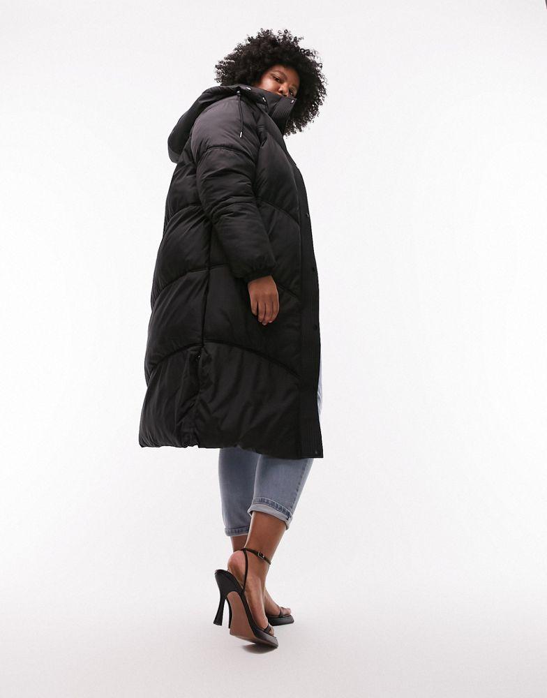 Topshop Curve longline puffer coat in black商品第3张图片规格展示