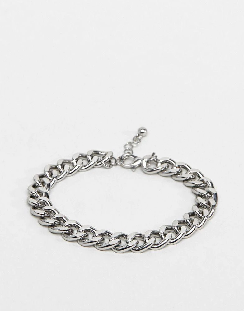 商品ASOS|ASOS DESIGN chunky chain bracelet in silver tone,价格¥81,第1张图片