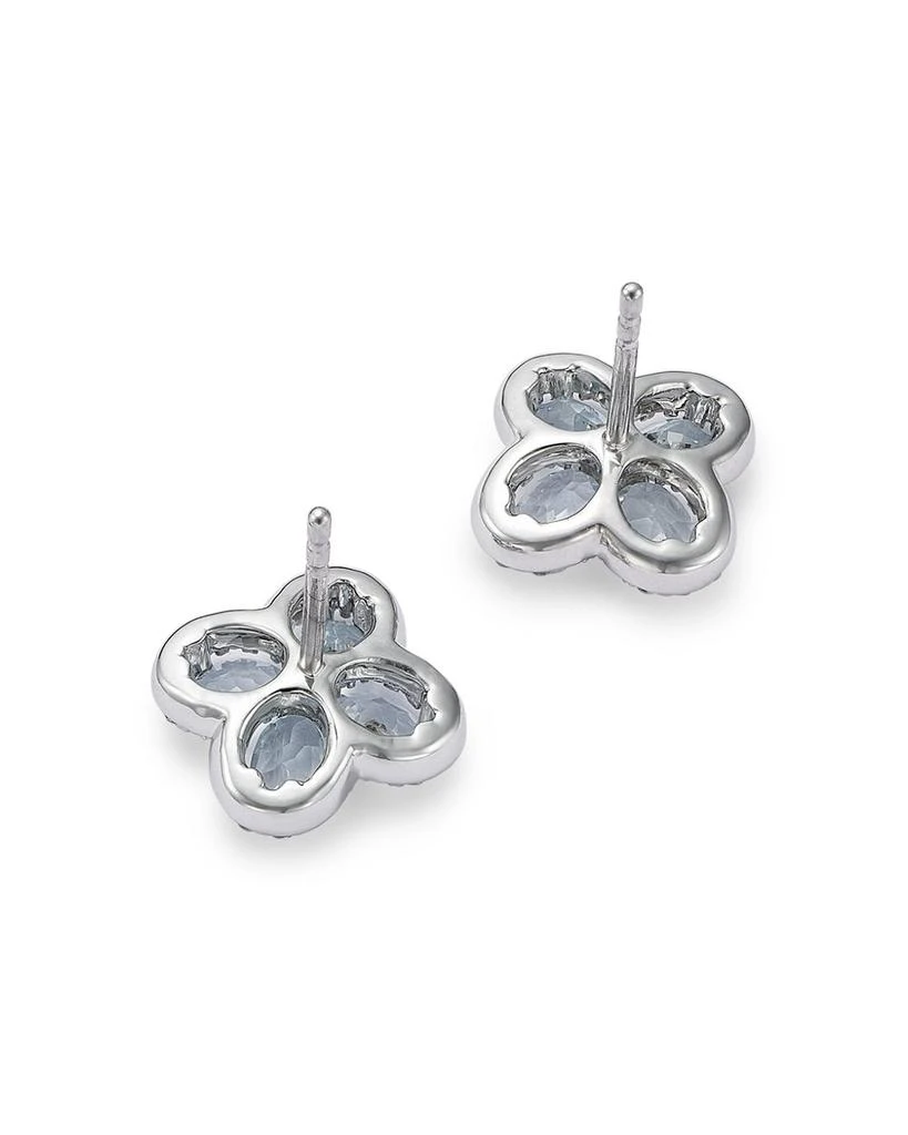 Aquamarine & Diamond Clover Earrings in 14K White Gold 商品
