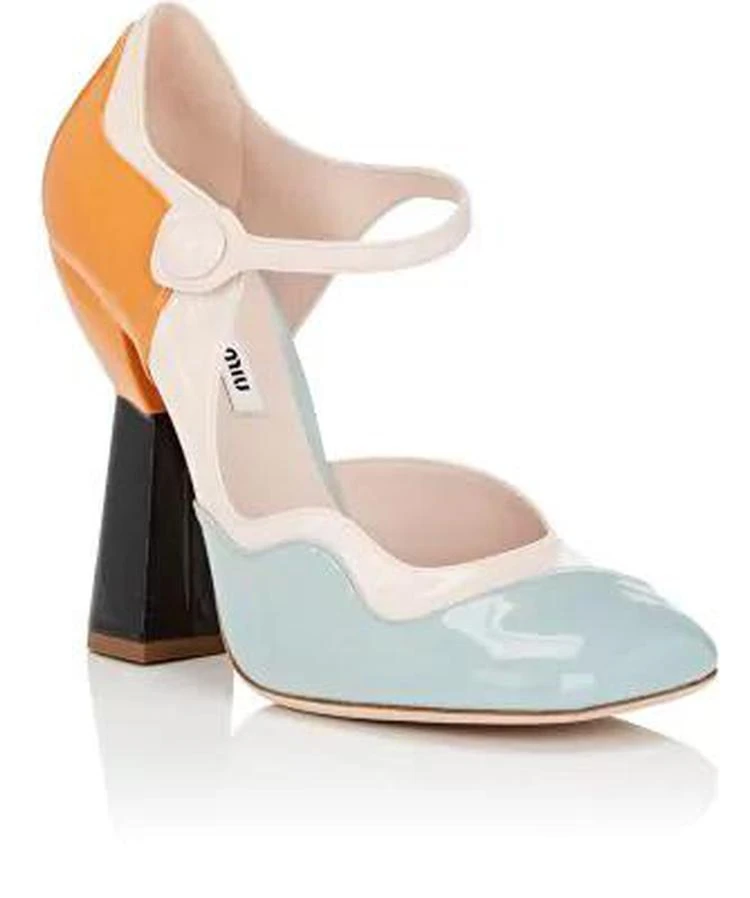 商品Miu Miu|Colorblocked Patent Leather Mary Jane Pumps,价格¥4160,第2张图片详细描述