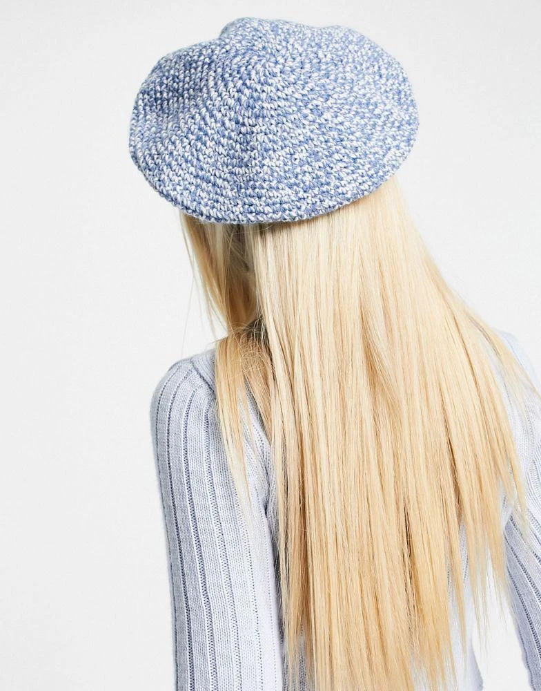 商品ASOS|ASOS DESIGN mixed knit crochet beret in blue and white,价格¥52,第2张图片详细描述