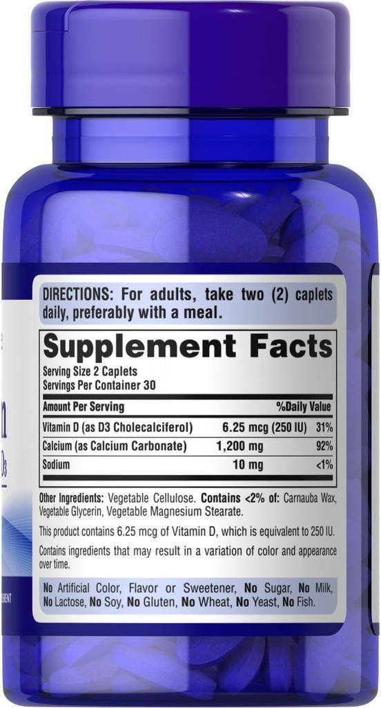商品Puritan's Pride|Calcium Carbonate 600 mg + Vitamin D 125 IU 60 Caplets,价格¥68-¥136,第6张图片详细描述