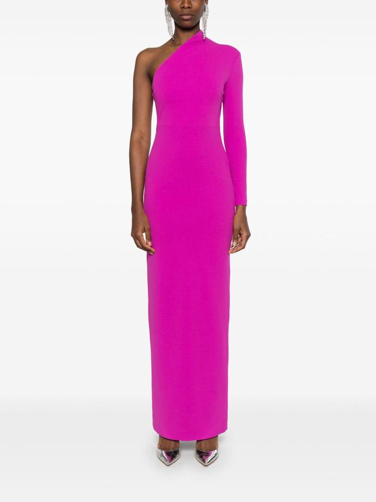 solace london pink one shoulder dress The Kira Maxi Dress in Peony Pink