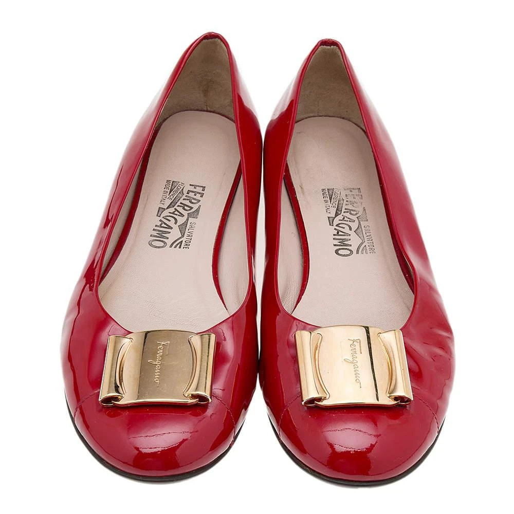 商品[二手商品] Salvatore Ferragamo|Salvatore Ferragamo Red Patent Leather Sun Ballet Flats Size 40,价格¥3050,第3张图片详细描述