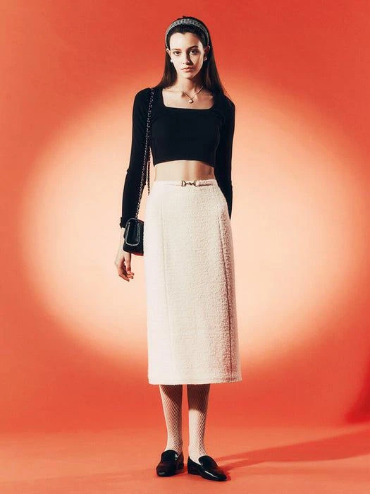 商品FRONTROW|[Tweed] Boucle Belted Tweed Skirt,价格¥1222,第2张图片详细描述