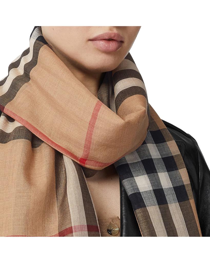 Giant Check Gauze Scarf商品第2张图片规格展示