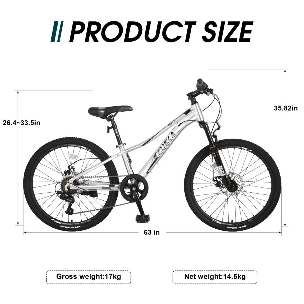 商品Simplie Fun|Mountain Bike for Girls and Boys Mountain 24 inch shimano 7-Speed bike,价格¥3850,第4张图片详细描述