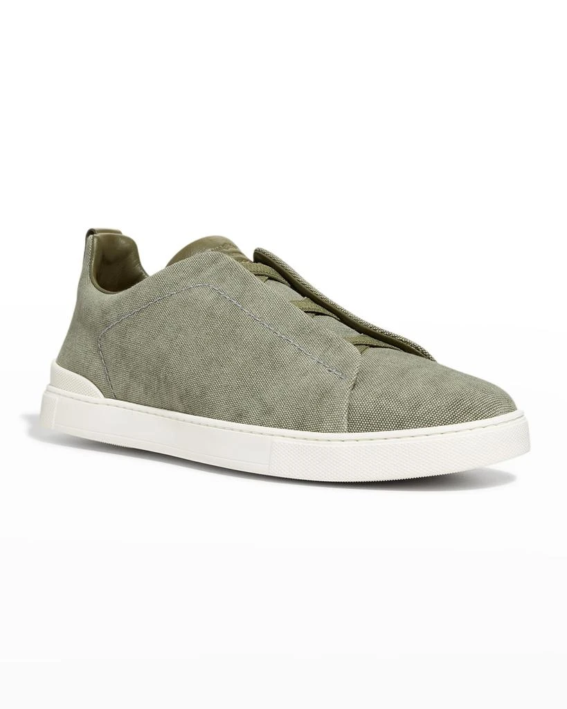 商品Zegna|Men's Triple Stitch Canvas Low-Top Sneakers,价格¥5791,第2张图片详细描述
