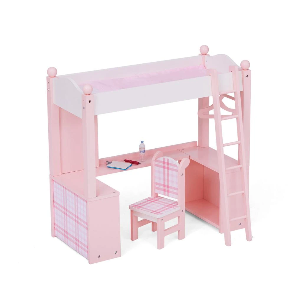 商品Teamson|Sophia’s Loft Bed, Desk, Chair, & Accessories for 18" Dolls, Pink,价格¥456,第1张图片