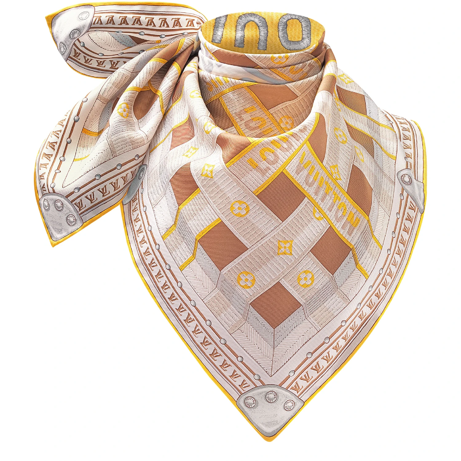 【预售】 女士 丝巾 LV DETAILS 90 方巾  M78108/Beige LVU9QSD7BEI 商品