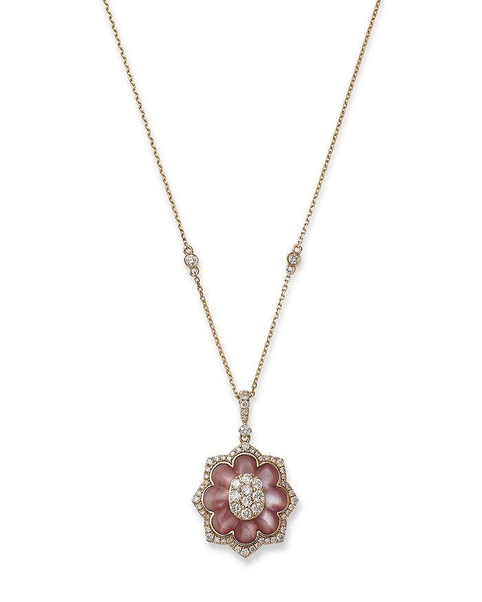 商品Bloomingdale's|Mother of Pearl & Diamond Flower Pendant Necklace in 14K Yellow Gold, 18"- 100% Exclusive,价格¥29850,第1张图片