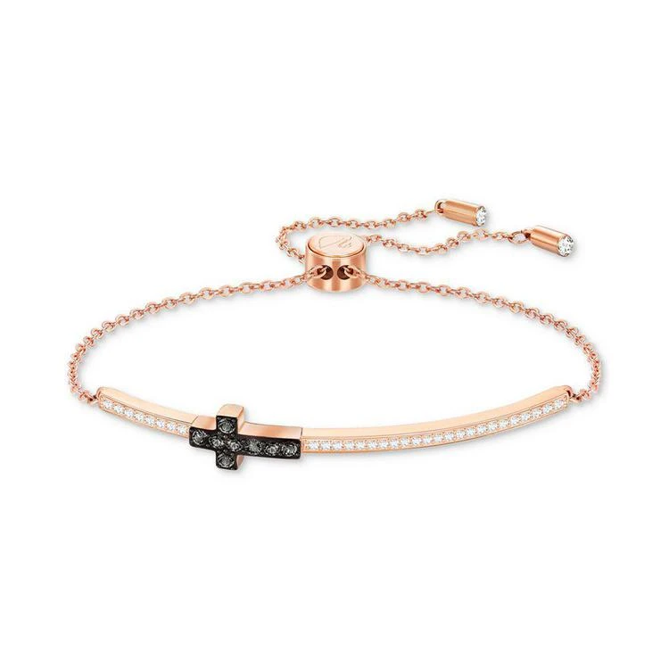 商品Swarovski|Two-Tone Clear & Gray Crystal Cross Slider Bracelet,价格¥667,第1张图片