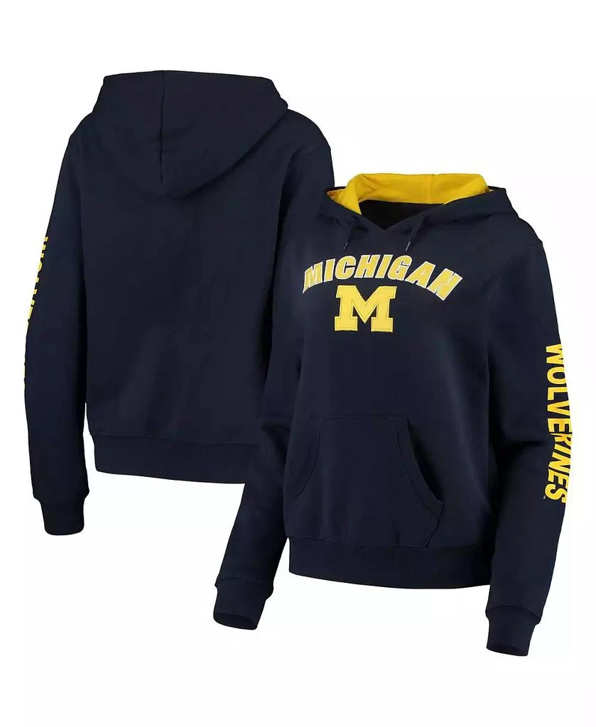 商品Colosseum|Women's Navy Michigan Wolverines Loud and Proud Pullover Hoodie,价格¥248,第1张图片