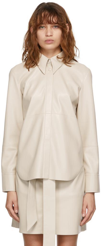 商品Nanushka|Beige Naum Vegan Leather Shirt,价格¥2107,第1张图片