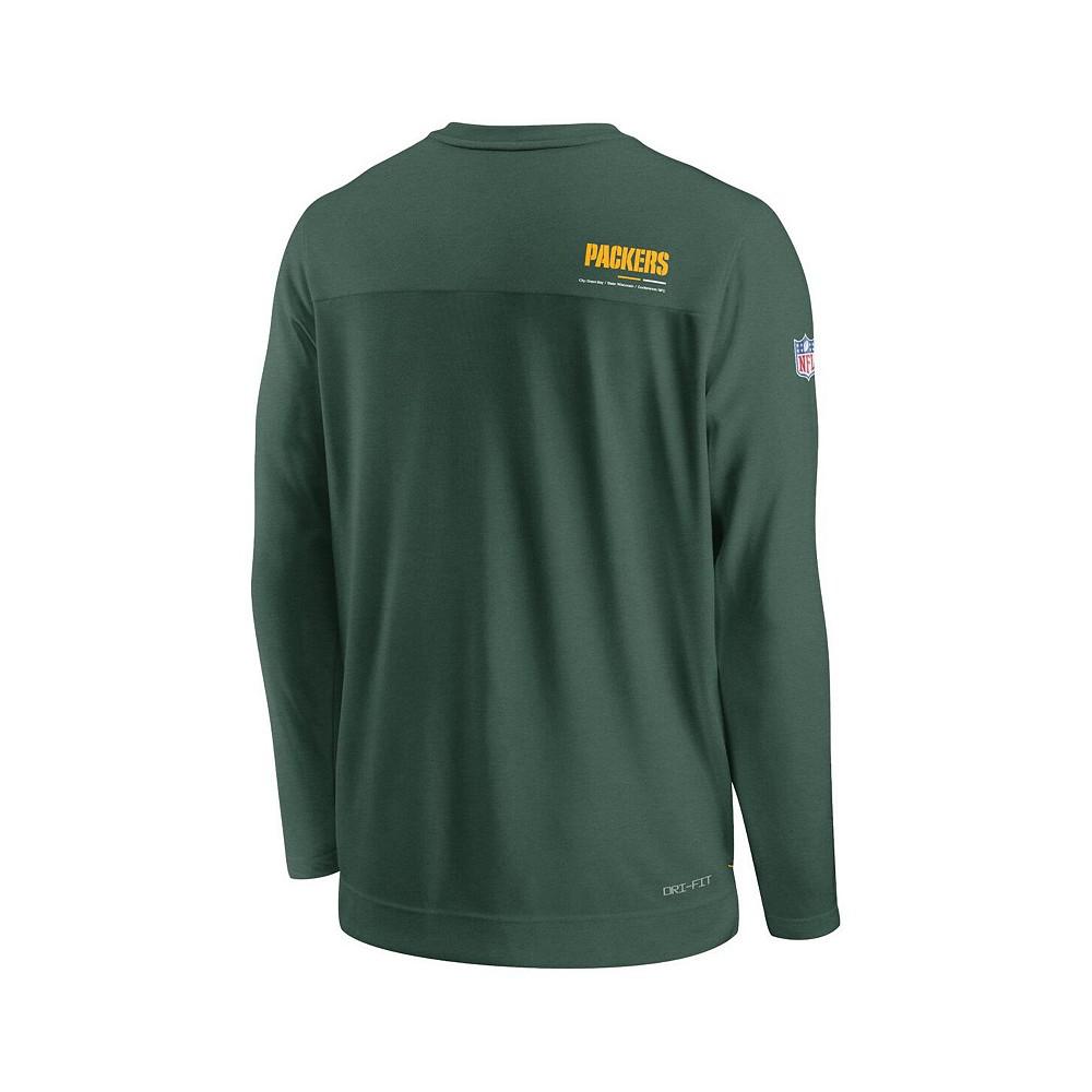 Men's Green Green Bay Packers 2022 Sideline Coach Chevron Lock Up Performance Long Sleeve V-Neck T-shirt商品第4张图片规格展示