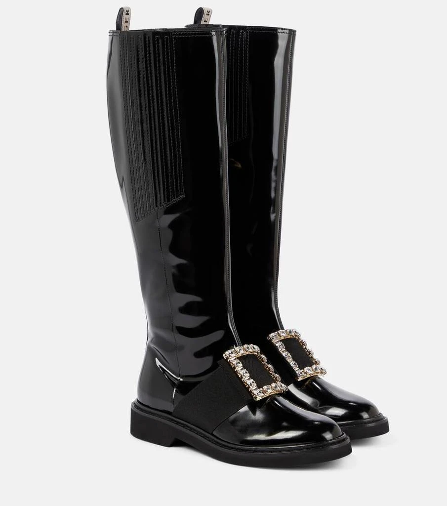 商品Roger Vivier|Viv' Rangers leather knee-high boots,价格¥19174,第1张图片