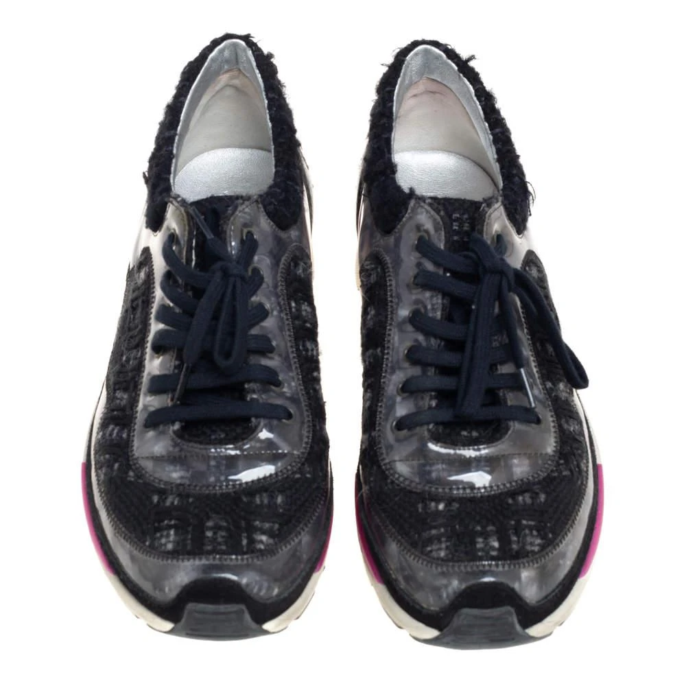 商品[二手商品] Chanel|Chanel Black/Pink Tweed And PVC  CC Low Top  Sneakers Size 39,价格¥2643,第3张图片详细描述