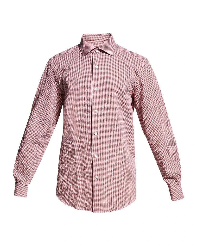 商品Zegna|Men's Seersucker Check Sport Shirt,价格¥1862,第2张图片详细描述