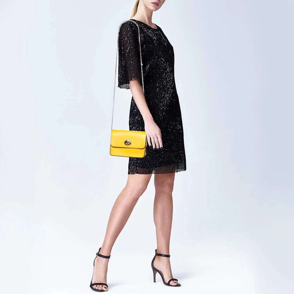 商品[二手商品] Coach|Coach Mustard Leather Bowery Chain Shoulder Bag,价格¥2457,第2张图片详细描述