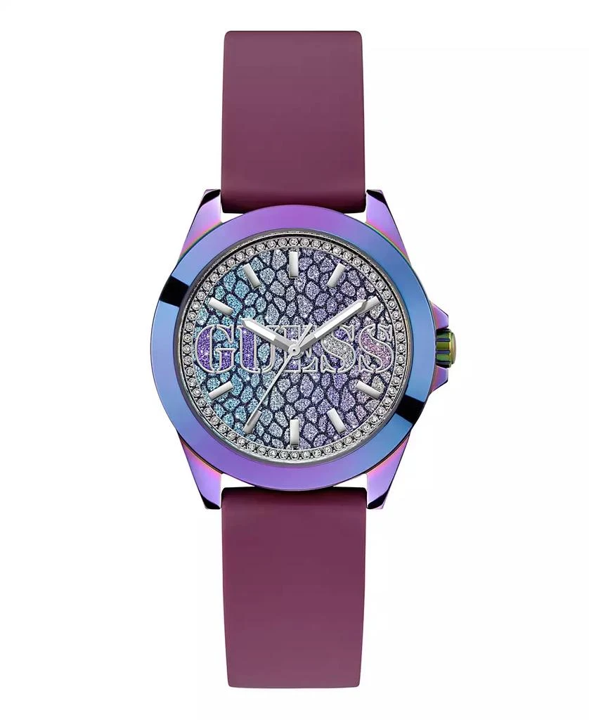 商品GUESS|Women's Analog Purple Silicone Watch 36mm,价格¥748,第1张图片