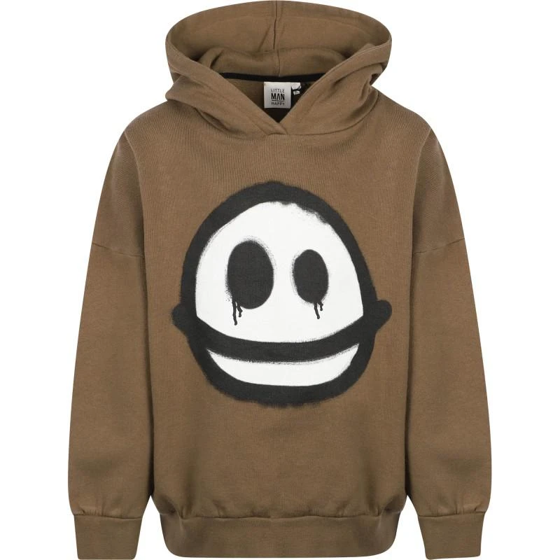 商品Little Man Happy|Happy sad organic hoodie in brown,价格¥745,第2张图片详细描述