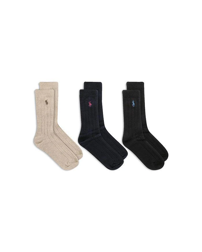 商品Ralph Lauren|Boys' Dress Rib Crew Socks, 3 Pairs - Little Kid, Big Kid,价格¥73,第1张图片