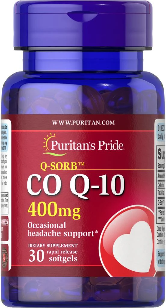 商品Puritan's Pride|辅酶Q10胶囊 心脏保健 400mg 30粒/瓶,价格¥253-¥506,第1张图片
