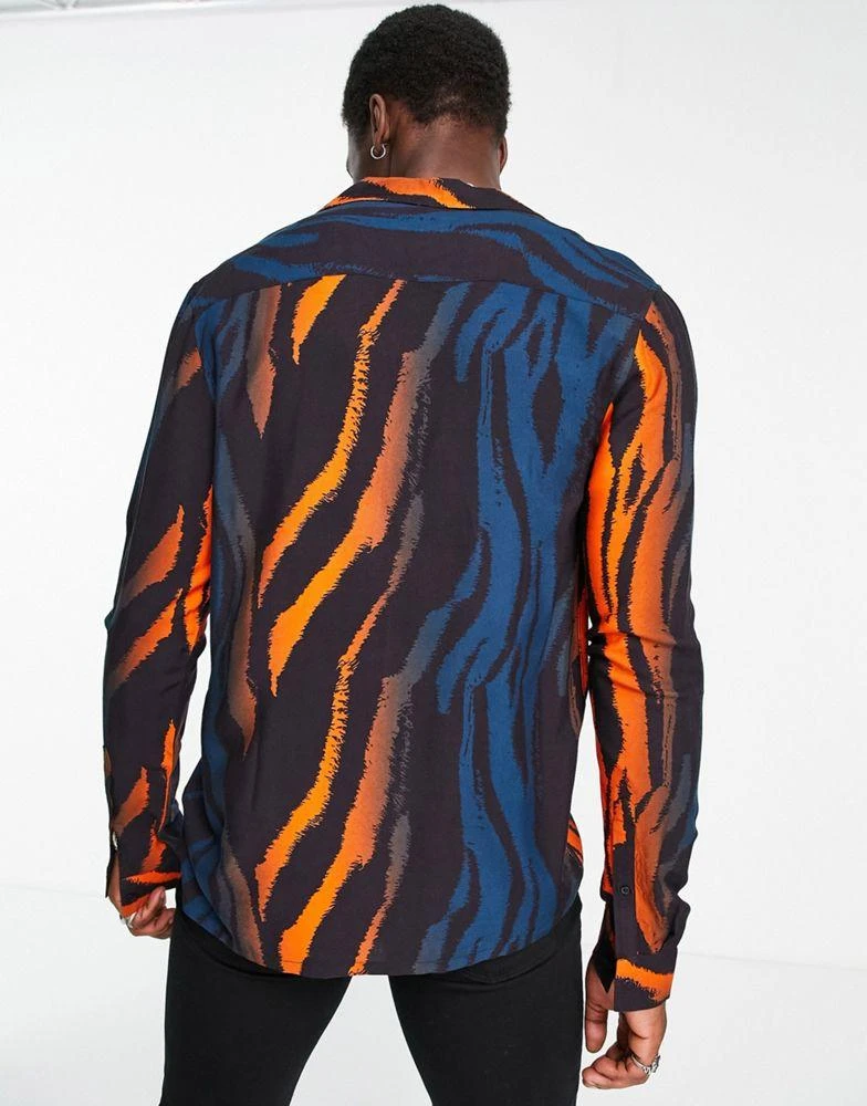 商品ASOS|ASOS DESIGN deep revere shirt in multi colour zebra print,价格¥268,第3张图片详细描述