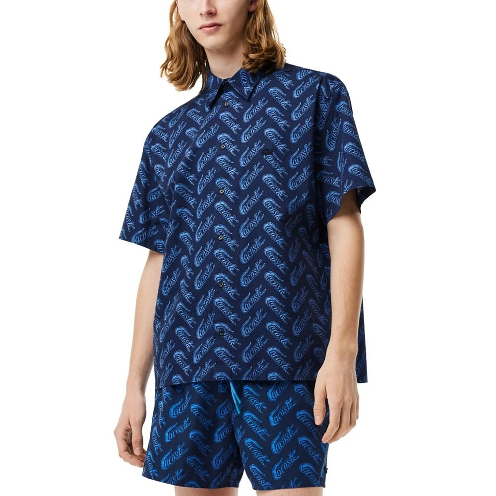 商品Lacoste|Men's Relaxed Fit Crocodile Pattern Shirt,价格¥384,第1张图片