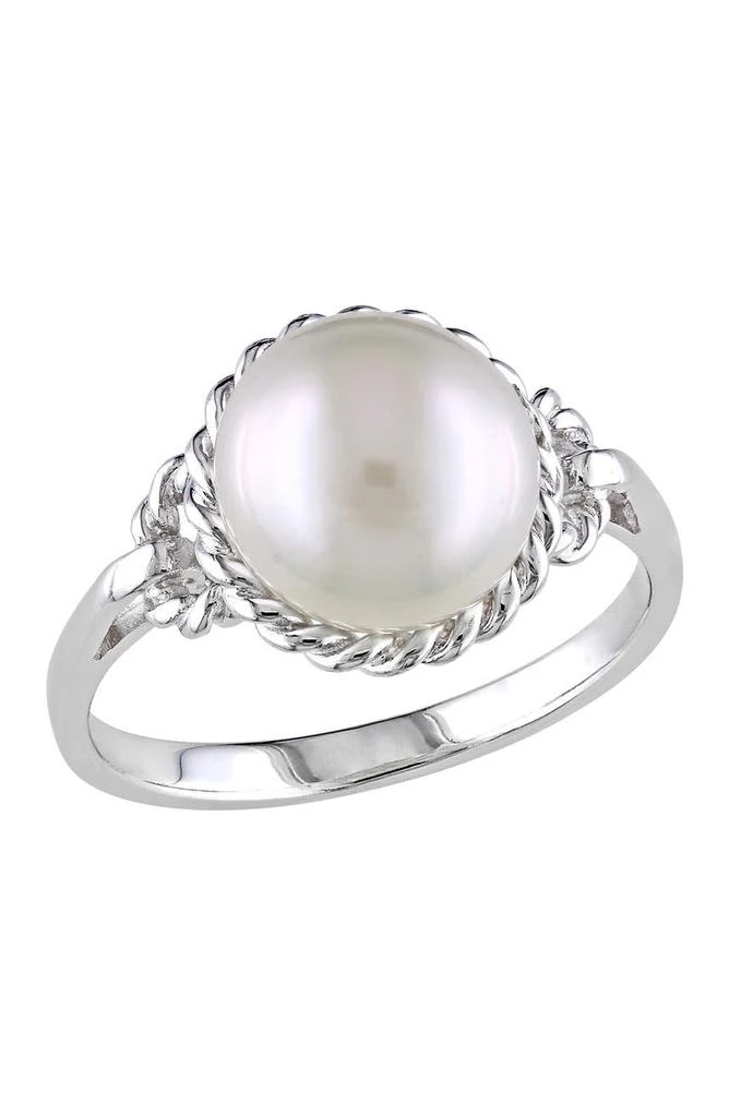 商品DELMAR|Sterling Silver 9-9.5mm White Freshwater Cultured Pearl Rope Frame Ring,价格¥643,第1张图片