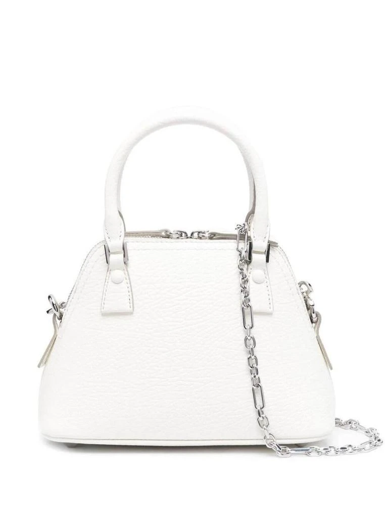 商品MAISON MARGIELA|'5AC Micro' White Shoulder Bag with Logo Label in Grainy Leather Woman Maison Margiela,价格¥9809,第3张图片详细描述