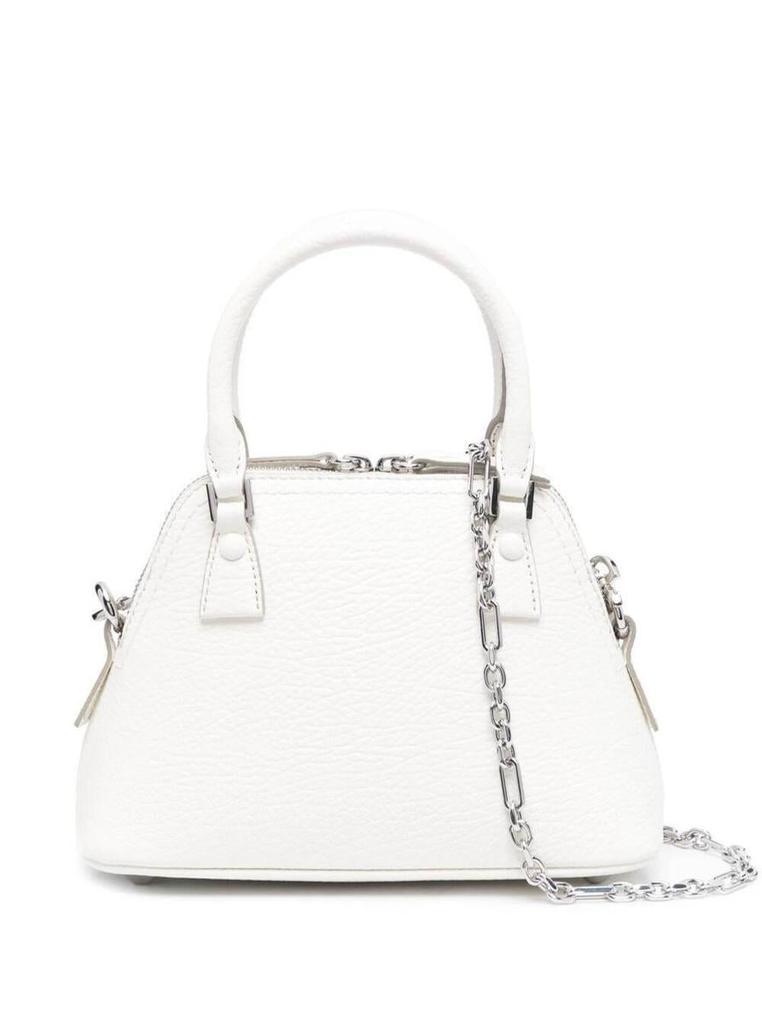 商品MAISON MARGIELA|'5AC Micro' White Shoulder Bag with Logo Label in Grainy Leather Woman Maison Margiela,价格¥9471,第5张图片详细描述