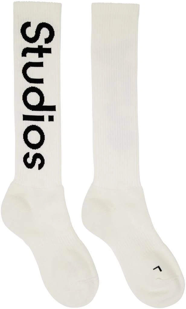 商品Acne Studios|Off-White Rib Logo Long Socks,价格¥305,第1张图片